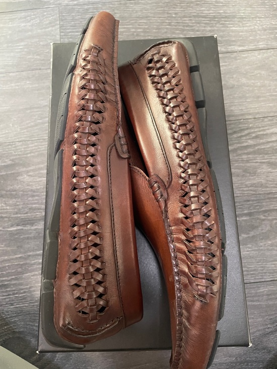 Kenneth Cole Cognac Leather Slip-On Loafers with Woven Side Detail main image 7